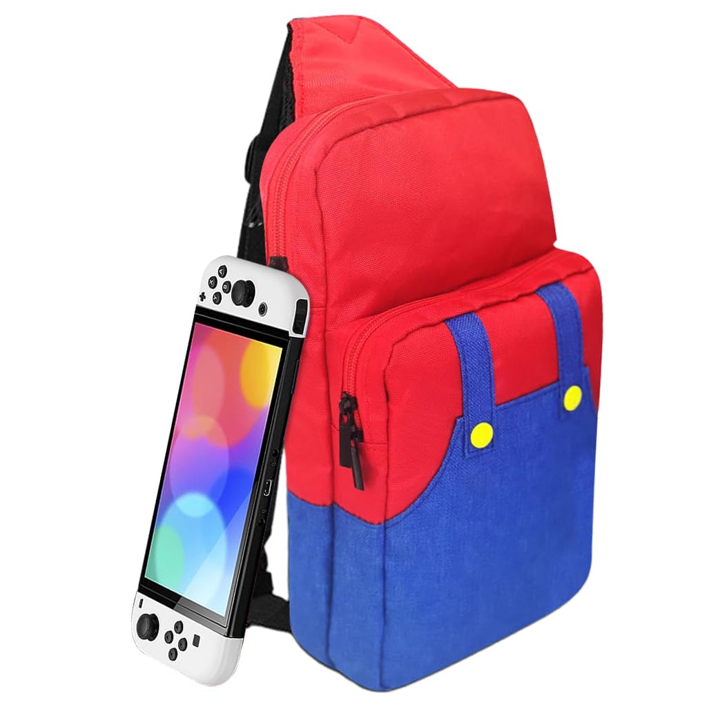 ZORBES Travel Bag for Switch/Lite/OLED/Steam Deck, Cute Mario Bag Carrying Bag for Swith Game Console, Waterproof Double Layer Crossbody Shoulder Storage Backpack for Switch Console, Game Controllers, Cables ZORBES Travel Bag for Switch/Lite/OLED/Steam Deck, Cute Mario Bag Carrying Bag for Swith Game Console, Waterproof Double Layer Crossbody Shoulder Storage Backpack for Switch Console, Game Controllers, Cables